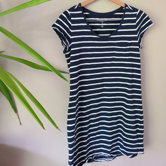 GAP | Navy Blue & White Nautical Striped Long Tee Shirt Dress - Picture 5 of 9